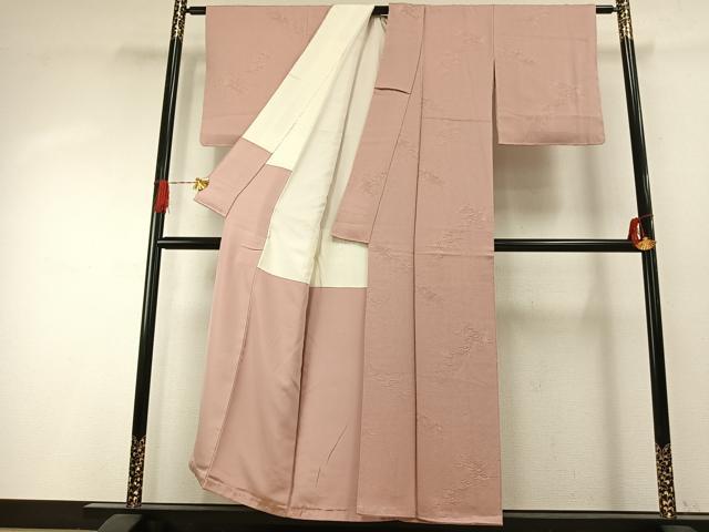 平和屋着物●上質な色無地　青海波地紋　一斤染色　正絹　逸品　未使用　AABH4803fy