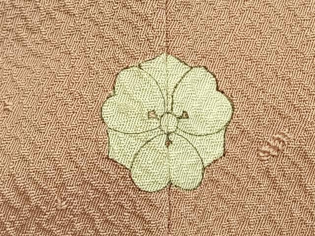 平和屋着物●上質な色無地　青海波地紋　一斤染色　正絹　逸品　未使用　AABH4803fy