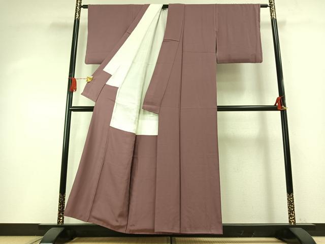 平和屋着物●上質な色無地　古代紫色　正絹　逸品　未使用　AABH4807fy