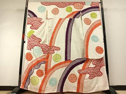 平和屋着物●豪華振袖　絞り　舞花文　正絹　逸品　AABH4811fy