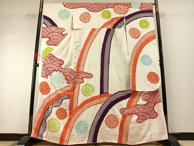 平和屋着物●豪華振袖　絞り　舞花文　正絹　逸品　AABH4811fy