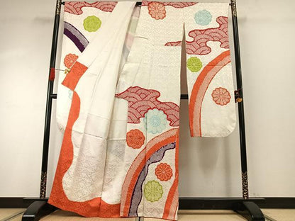 平和屋着物●豪華振袖　絞り　舞花文　正絹　逸品　AABH4811fy