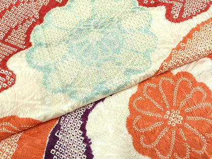 平和屋着物●豪華振袖　絞り　舞花文　正絹　逸品　AABH4811fy