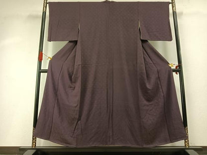 平和屋着物●上質な色無地　紗綾形花地紋　滅紫色　正絹　逸品　未使用　AABH4812fy