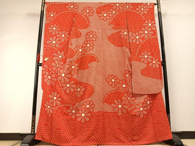 平和屋着物●豪華振袖　総絞り　舞花文　正絹　逸品　AABH4813fy