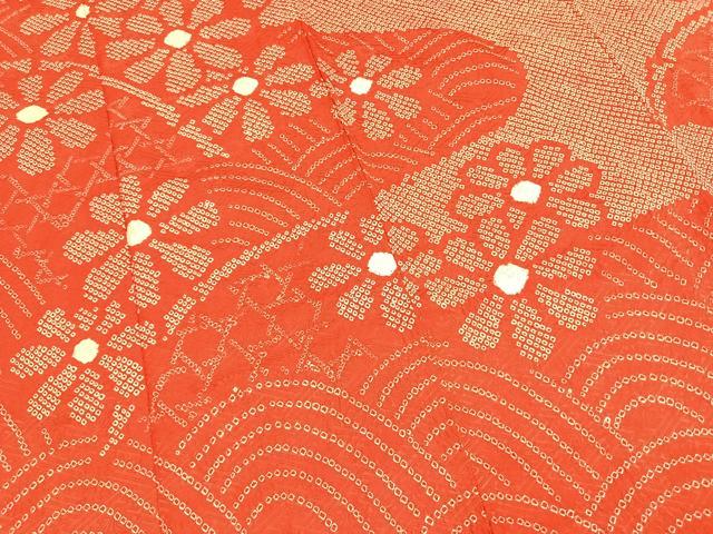 平和屋着物●豪華振袖　総絞り　舞花文　正絹　逸品　AABH4813fy