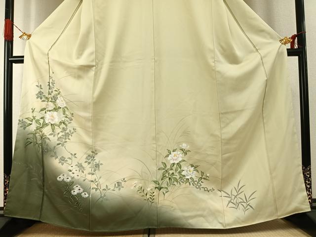 平和屋着物●訪問着　草花文　暈し染め　銀彩　正絹　逸品　AABH4815fy 平和屋着物○訪問着 草花文 暈し染め 銀彩 正絹 逸品 AABH4815fy