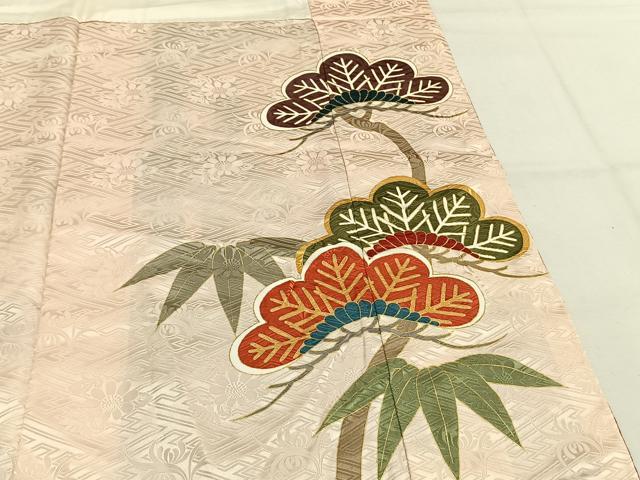 平和屋着物●豪華振袖　駒刺繍　松竹梅　暈し染め　金彩　正絹　逸品　AABH4820fy