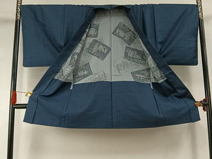 平和屋着物●男性　紬　アンサンブル　亀甲絣　正絹　逸品　AABH4823fy