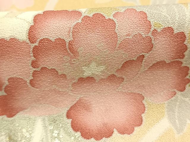 平和屋着物●訪問着　友禅　草花文　金銀彩　ロング丈　正絹　逸品　AABH4825fy