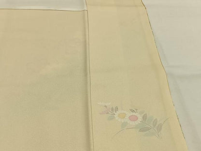 平和屋着物●訪問着　友禅　草花文　金銀彩　ロング丈　正絹　逸品　AABH4825fy