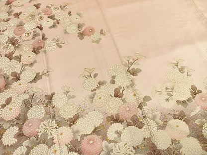 平和屋着物●十日町老舗ブランド　吉澤友禅　吾妻徳穂　訪問着　駒刺繍　草花文　金彩　ロング丈　正絹　逸品　AABH4827fy