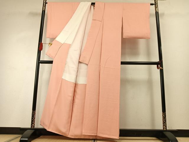 平和屋着物●上質な色無地　紋意匠　一斤染色　正絹　逸品　AABH4828fy