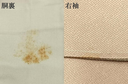 平和屋着物●訪問着　蘇州刺繍　几帳花文　暈し染め　金彩　反端付き　正絹　逸品　AABH4830fy