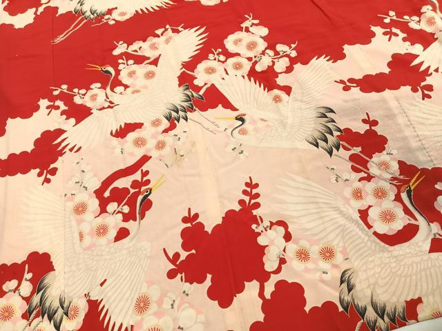 平和屋着物●アンティーク　大正ロマン　長襦袢　袷　花鳥文　正絹　逸品　AABH4832fy
