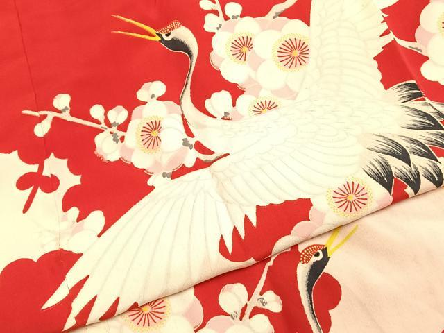 平和屋着物●アンティーク　大正ロマン　長襦袢　袷　花鳥文　正絹　逸品　AABH4832fy