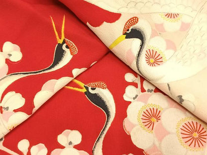 平和屋着物●アンティーク　大正ロマン　長襦袢　袷　花鳥文　正絹　逸品　AABH4832fy