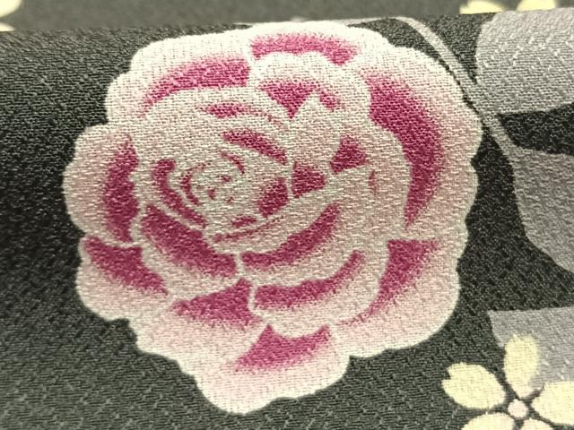 平和屋着物●小振袖　二尺袖　草花文　洗える着物　未使用　AABH4833fy