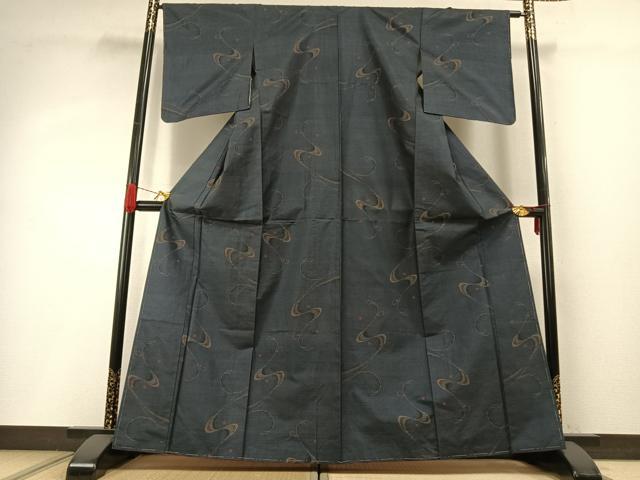 平和屋着物●本場大島紬　カタス7マルキ　流水文　正絹　逸品　未使用　AABH4839fy
