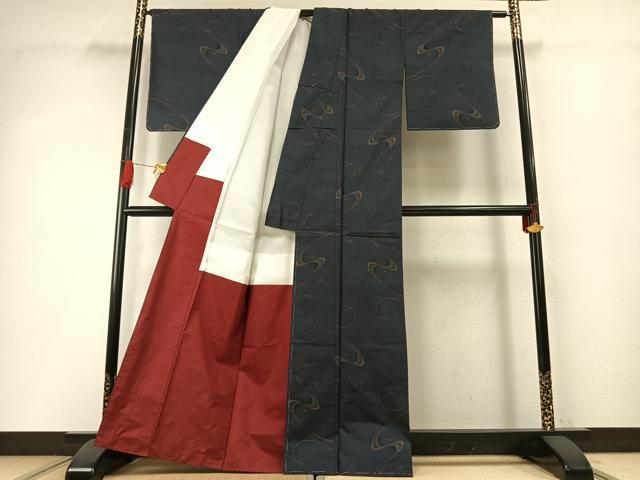 平和屋着物●本場大島紬　カタス7マルキ　流水文　正絹　逸品　未使用　AABH4839fy
