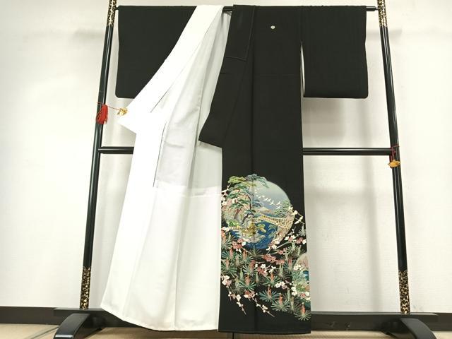 平和屋着物●豪華黒留袖　加賀五彩　友禅　作家物　草木染　風景花鳥文　暈し染め　正絹　逸品　AABH4840fy