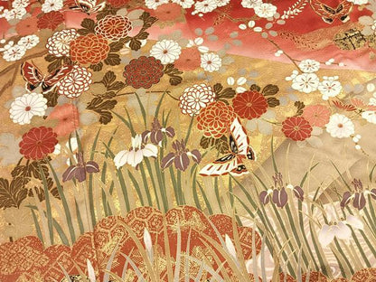 平和屋着物●豪華振袖　駒刺繍　花蝶文　暈し染め　金彩　正絹　逸品　AABH4843fy