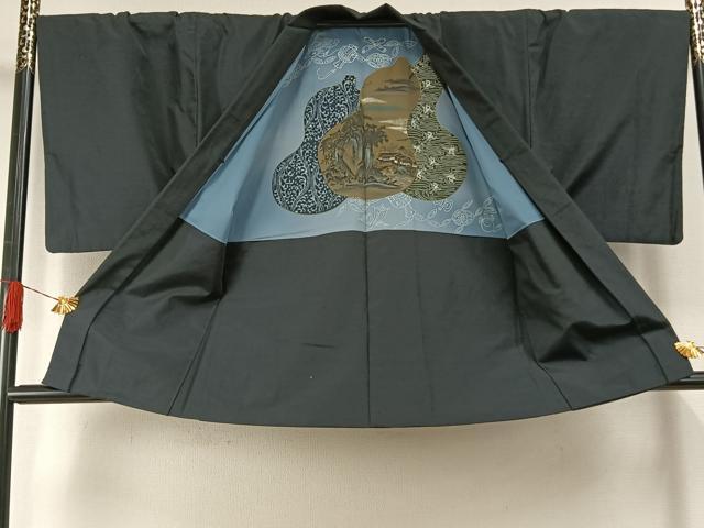 平和屋着物●男性　紬　アンサンブル　百入茶色　洗える着物　AABH4845fy