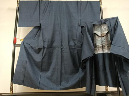 平和屋着物●男性　本場大島紬　アンサンブル　100亀甲　総詰め　キングサイズ　正絹　逸品　AABH4846fy