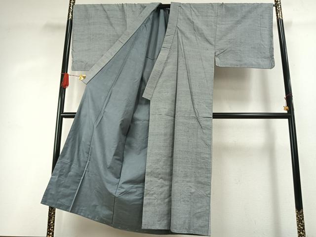 平和屋着物●男性　紬　アンサンブル　袖なし羽織セット　霞文　キングサイズ　正絹　逸品　AABH4850fy