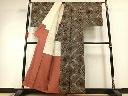 平和屋着物●本場大島紬　龍郷絣　正絹　逸品　AABH4851fy