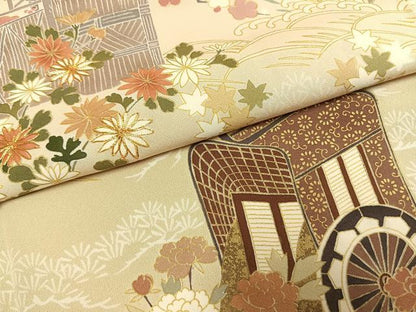 平和屋着物●訪問着　友禅　駒刺繍　松竹梅　御所車花文　暈し染め　金彩　ますいわ屋扱い　正絹　逸品　AABH4852fy