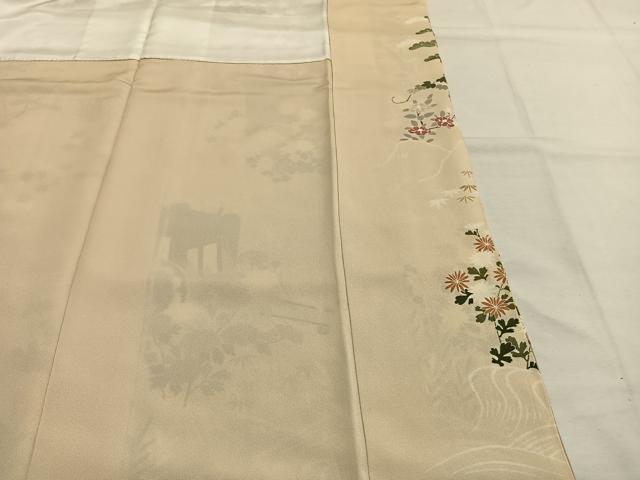 平和屋着物●訪問着　友禅　駒刺繍　松竹梅　御所車花文　暈し染め　金彩　ますいわ屋扱い　正絹　逸品　AABH4852fy