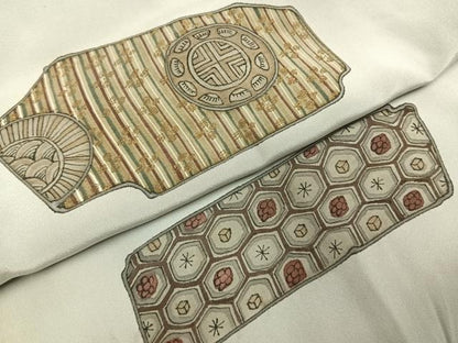 平和屋着物●男性　長襦袢　袷　更紗文様　暈し染め　正絹　逸品　AABH4855fy