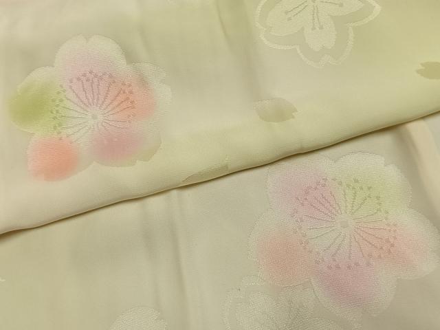 平和屋着物●振袖用長襦袢　無双仕立て　舞桜地紋　暈し染め　半衿刺繍　正絹　逸品　AABH4857fy 平和屋着物○振袖用長襦袢 無双仕立て 舞桜地紋 暈し染め 半