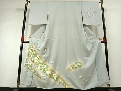 平和屋着物●訪問着　枝花文　暈し染め　金彩　正絹　逸品　AABH4866fy