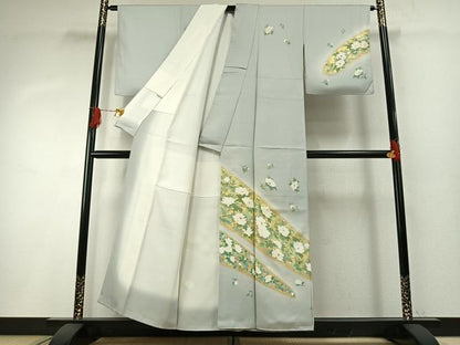 平和屋着物●訪問着　枝花文　暈し染め　金彩　正絹　逸品　AABH4866fy