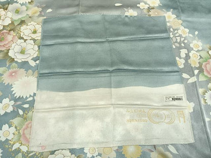 平和屋着物●訪問着　駒刺繍　草花文　暈し染め　金彩　丹後ちりめん　反端付き　ロング丈　正絹　逸品　AABH4868fy