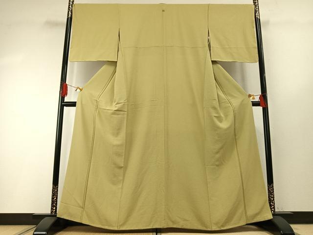 平和屋着物●上質な色無地　枯草色　正絹　逸品　未使用　AABH4875fy