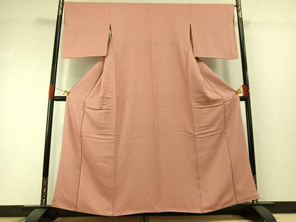 平和屋着物●上質な色無地　草花地紋　宍色　やまと誂製　正絹　逸品　未使用　AABH4877fy