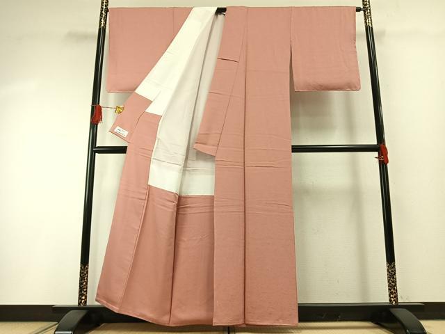 平和屋着物●上質な色無地　草花地紋　宍色　やまと誂製　正絹　逸品　未使用　AABH4877fy 平和屋着物○上質な色無地 草花地紋 宍色 やまと誂製 正絹