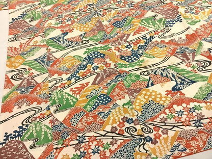 平和屋着物●上質な小紋　型染め　風景文　正絹　逸品　AABH4880fy