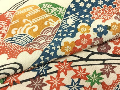 平和屋着物●上質な小紋　型染め　風景文　正絹　逸品　AABH4880fy