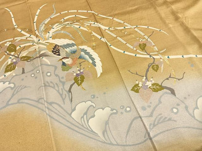 平和屋着物●訪問着　友禅　刺繍　花鳥文　暈し染め　金銀彩　正絹　逸品　AABH4888fy