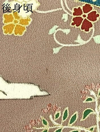 平和屋着物●豪華色留袖　友禅　駒刺繍　草花文　暈し染め　金彩　正絹　逸品　AABG4811fy 平和屋着物○豪華色留袖 友禅 駒刺繍 風景花文 金彩 正絹 逸品