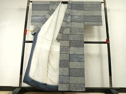 平和屋着物●上質な小紋　総絞り　横段文　正絹　逸品　AABH4893fy