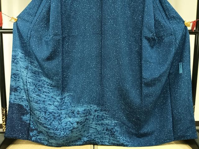 平和屋着物●訪問着　作家物　紬地　本藍　霞文　逸品　AABH4898fy
