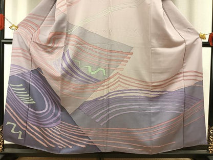 平和屋着物●訪問着　流水文　ろうけつ染め　正絹　逸品　AABH4899fy