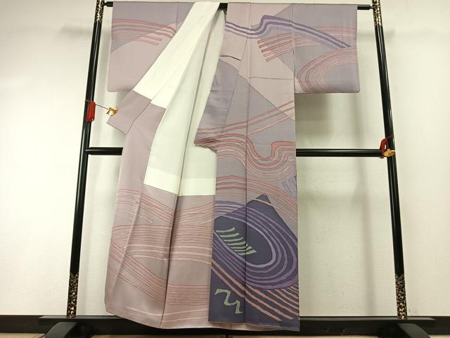 平和屋着物●訪問着　流水文　ろうけつ染め　正絹　逸品　AABH4899fy