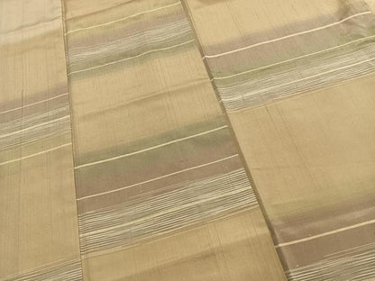 平和屋着物●訪問着　紬地　横段文　正絹　逸品　AABH4905fy
