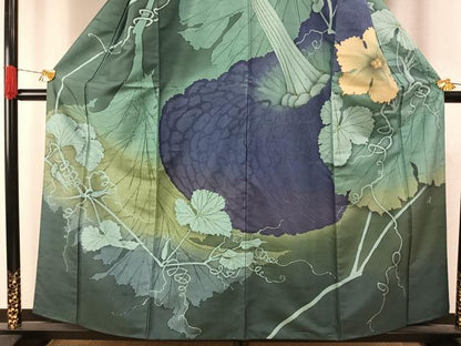 平和屋着物●京の匠日展作家　丹下雄介　訪問着　紬地　南瓜　正絹　逸品　AABH4908fy
